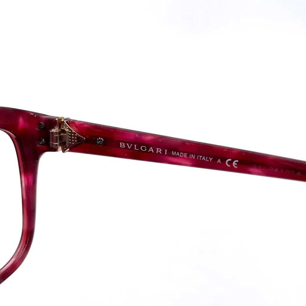 Bvlgari Cat Eye Eyeglasses Cherry Marble 4080-B Acetate‎ Full Rim Frames Women's